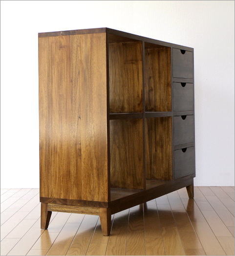 楽天市場】100%チーク無垢材 オープンラック 無垢 天然木 木製