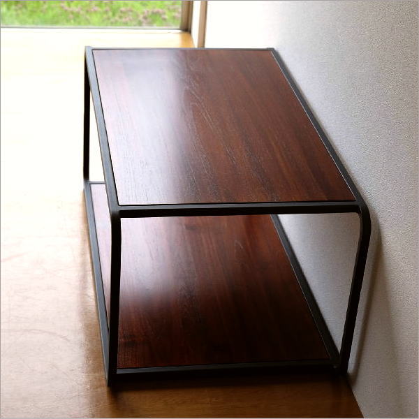 楽天市場】ローテーブル チーク材 アイアン センターテーブル ソファー