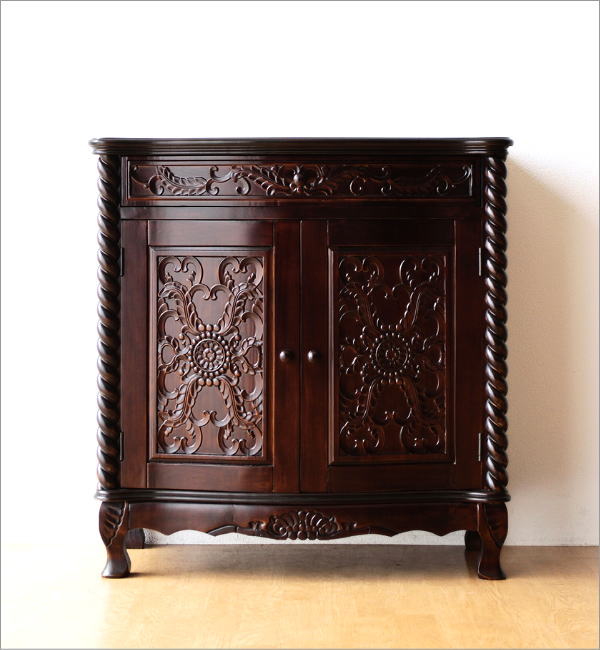 楽天市場】アンティーク風キャビネット 木製 猫脚 収納家具 サイド