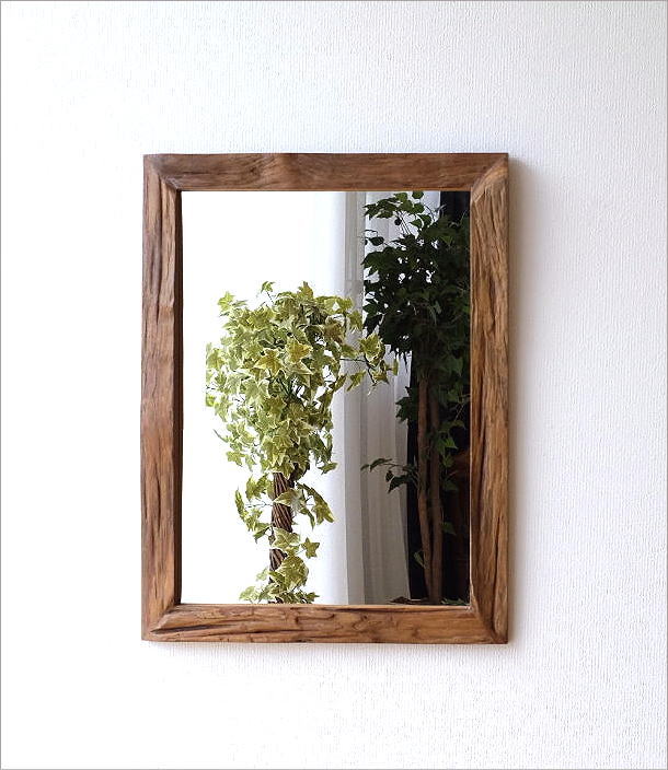 楽天市場】鏡 壁掛け 木製 おしゃれ 幅60cm 高さ80cm チーク材 ウッド