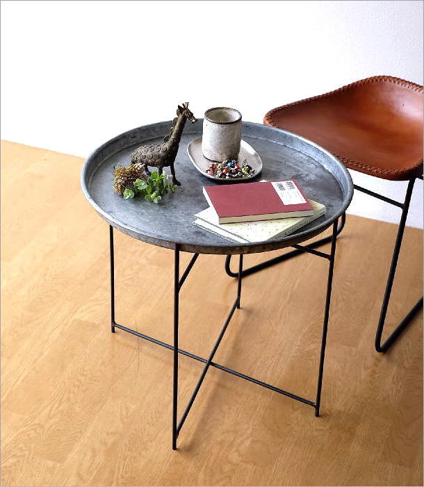 楽天市場】サイドテーブル 折りたたみ 丸 トレイテーブル フチあり