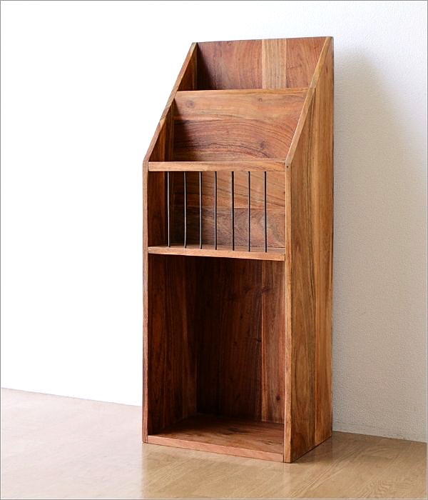 楽天市場】絵本棚 スリム コンパクト 木製 チーク 無垢材 完成品 雑誌