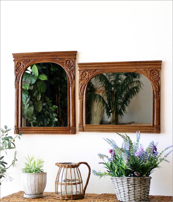 楽天市場】鏡 壁掛け 卓上 ミラー おしゃれ 木製 天然木 マンゴー