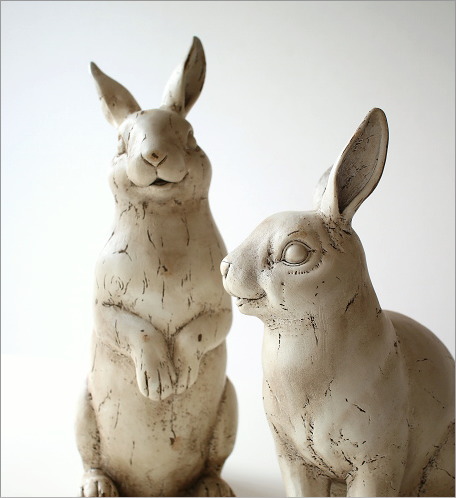 楽天市場】うさぎ 置物 2匹セット ガーデン オブジェ お庭