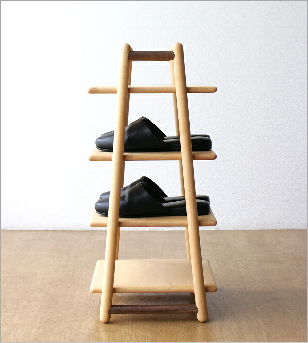 楽天市場】スリッパラック 木製 おしゃれ 4足 4段 棚式 縦型 ウッド