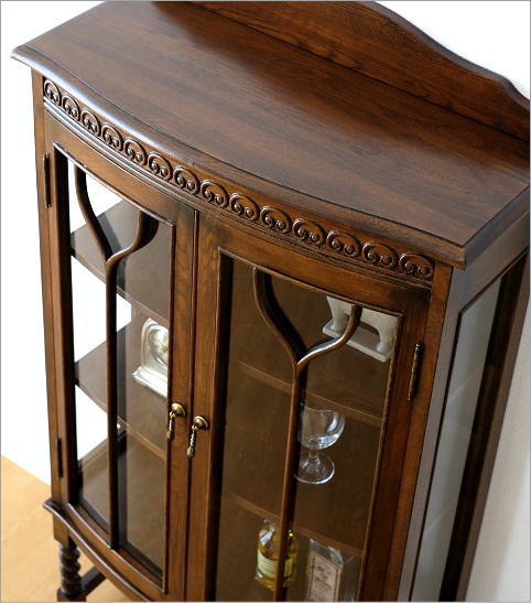 楽天市場】ガラスキャビネット 食器棚 飾り棚 天然木 カップボード