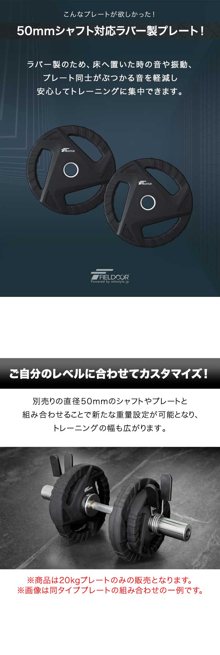 楽天市場】【楽天1位】ダンベルプレート 穴あき 20kg 2枚セット 穴径