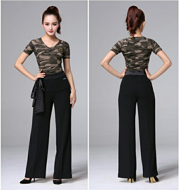 楽天市場】レディース ダンス ズボン パンツ 帯付き リボン付き ラテン