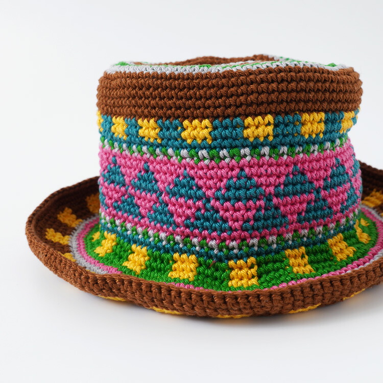 楽天市場】編み物キット #10-1 編み込み模様のつば付き帽子 編み物