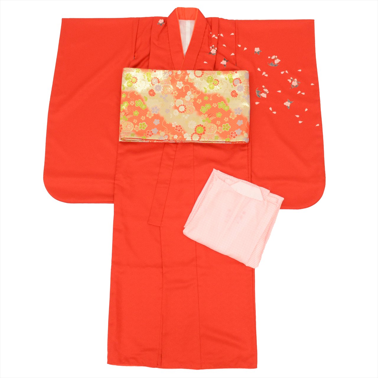 20%OFF☆2/24(火)10時まで／七五三 女の子 7歳 3点セット 化繊 着物 帯