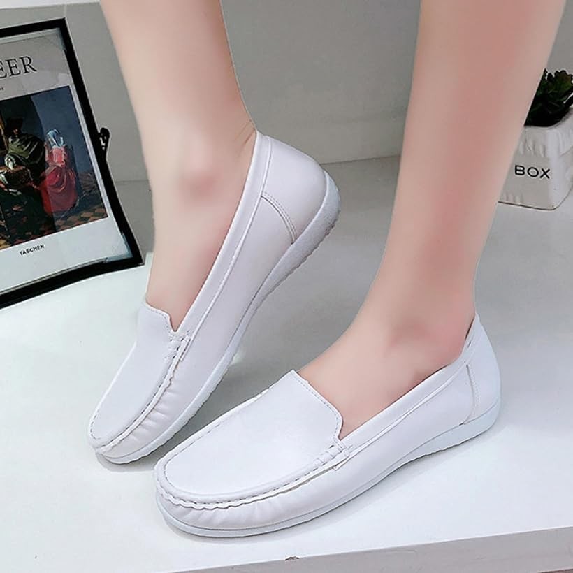 楽天市場】レディース モカシンシューズ 白 スリッポンシューズ