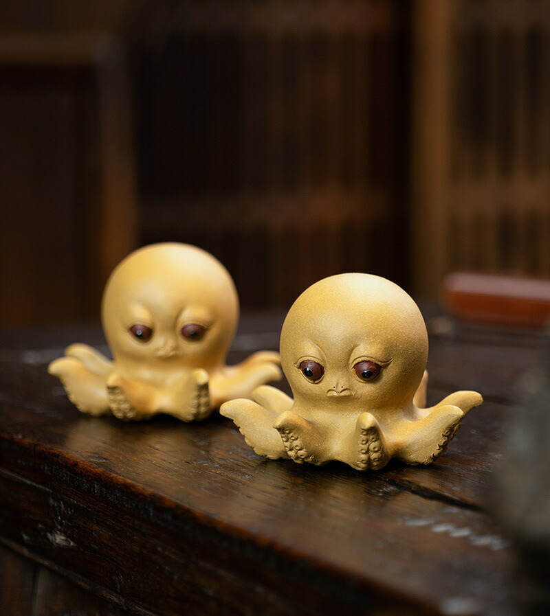 IwaiLoft 小さなタコの置物 宜興紫砂 陶器 茶寵 工芸品 手作り