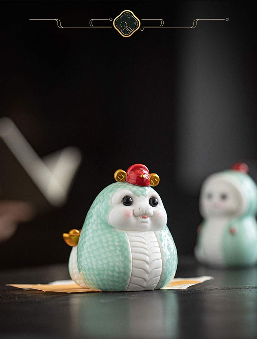 開運祈願 蛇 2025年 縁起もの 新年 ヘビ 陶磁器 蛇の置物 青 風水 蛇