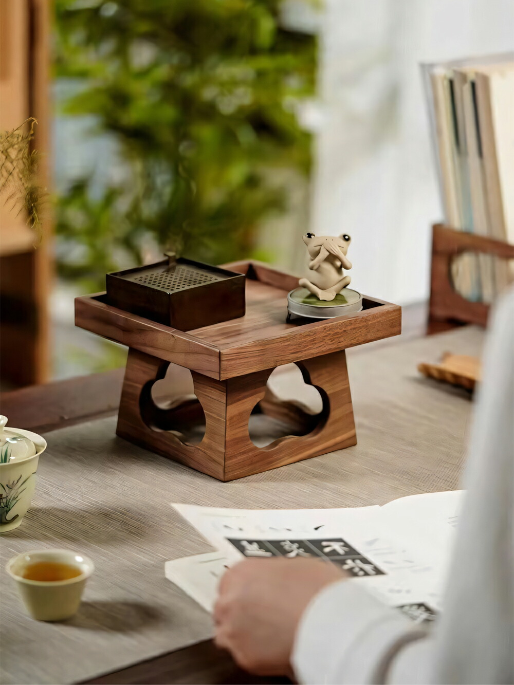 竹製トレイ、木製デコレーションボウル、木の器5点まとめて 竹製トレイ、