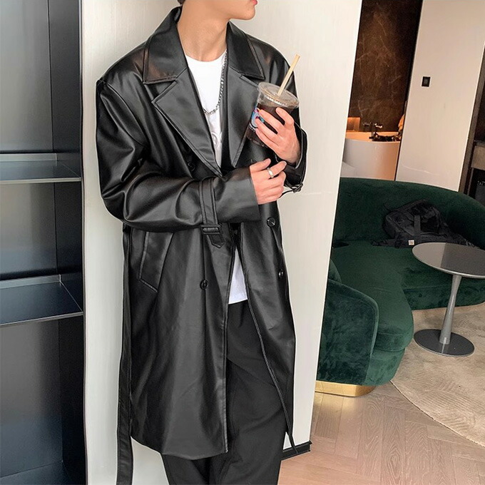 楽天市場】レザーコート チェスターコート メンズ PU レザージャケット