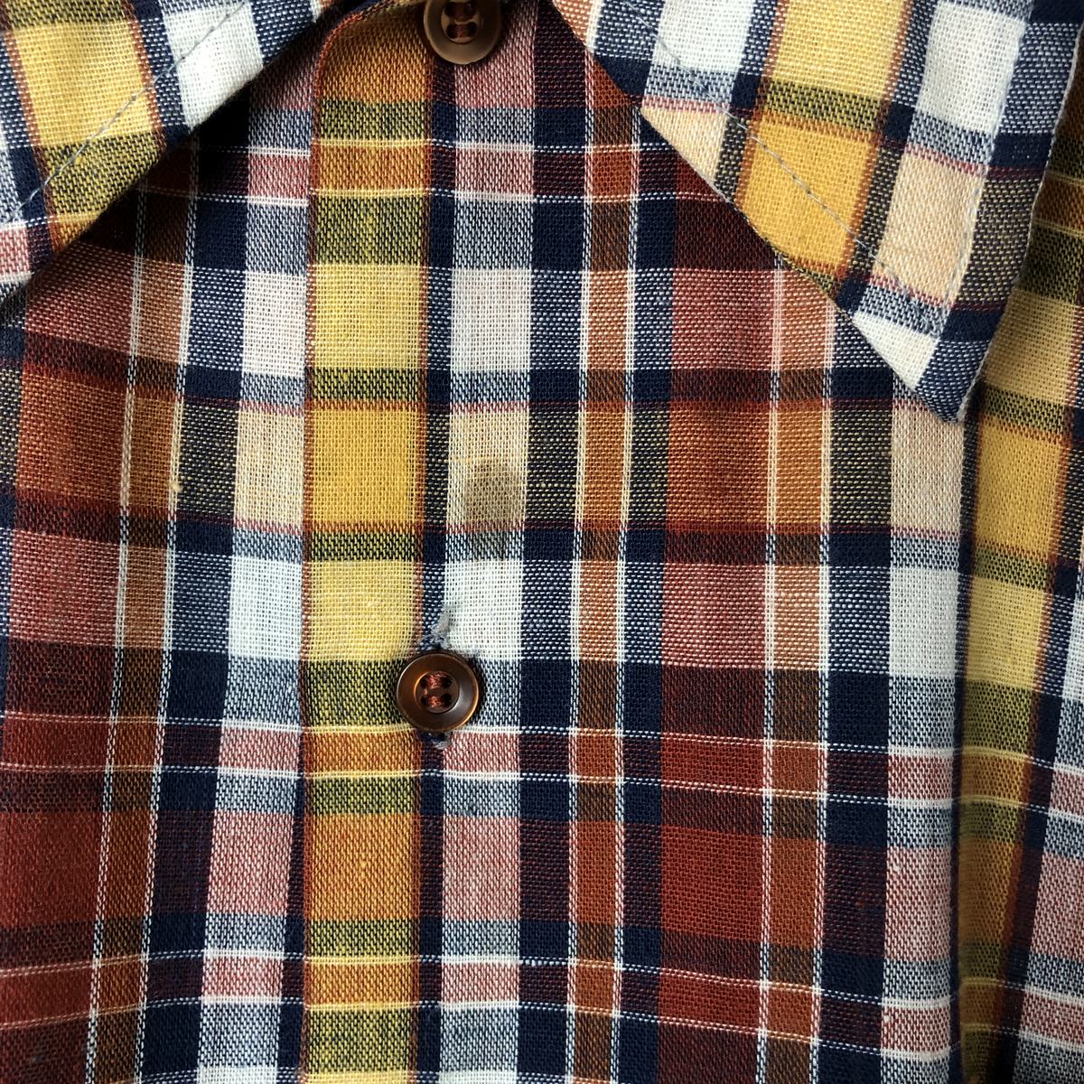 古着 70年代 シアーズ Sears PUT ON SHOP チェック柄 半袖 ポリ