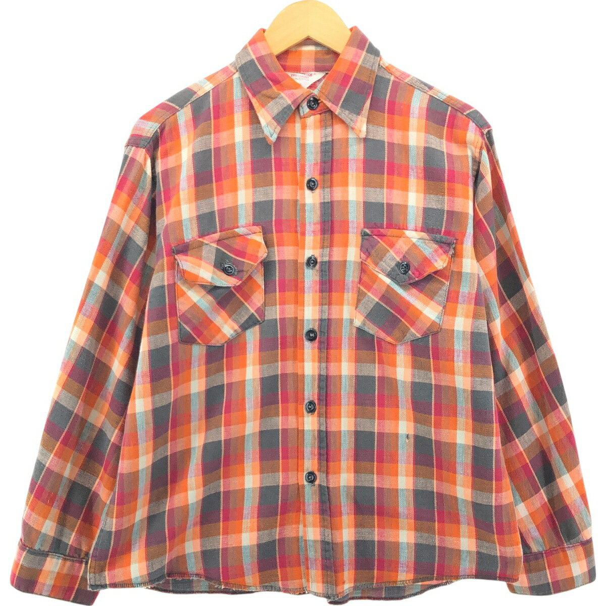 古着 70年代 フロストプルーフ Frostproof 長袖 フランネルチェック