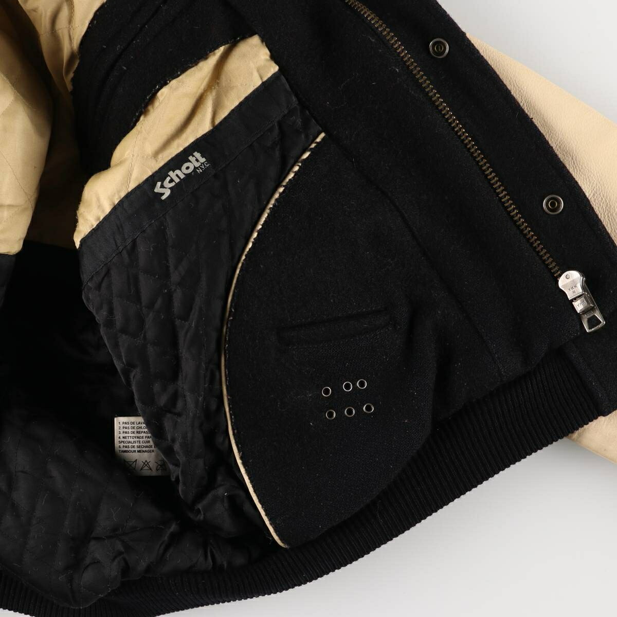 古着 80～90年代 ショット SCHOTT バックロゴ 袖革ウールスタジャン