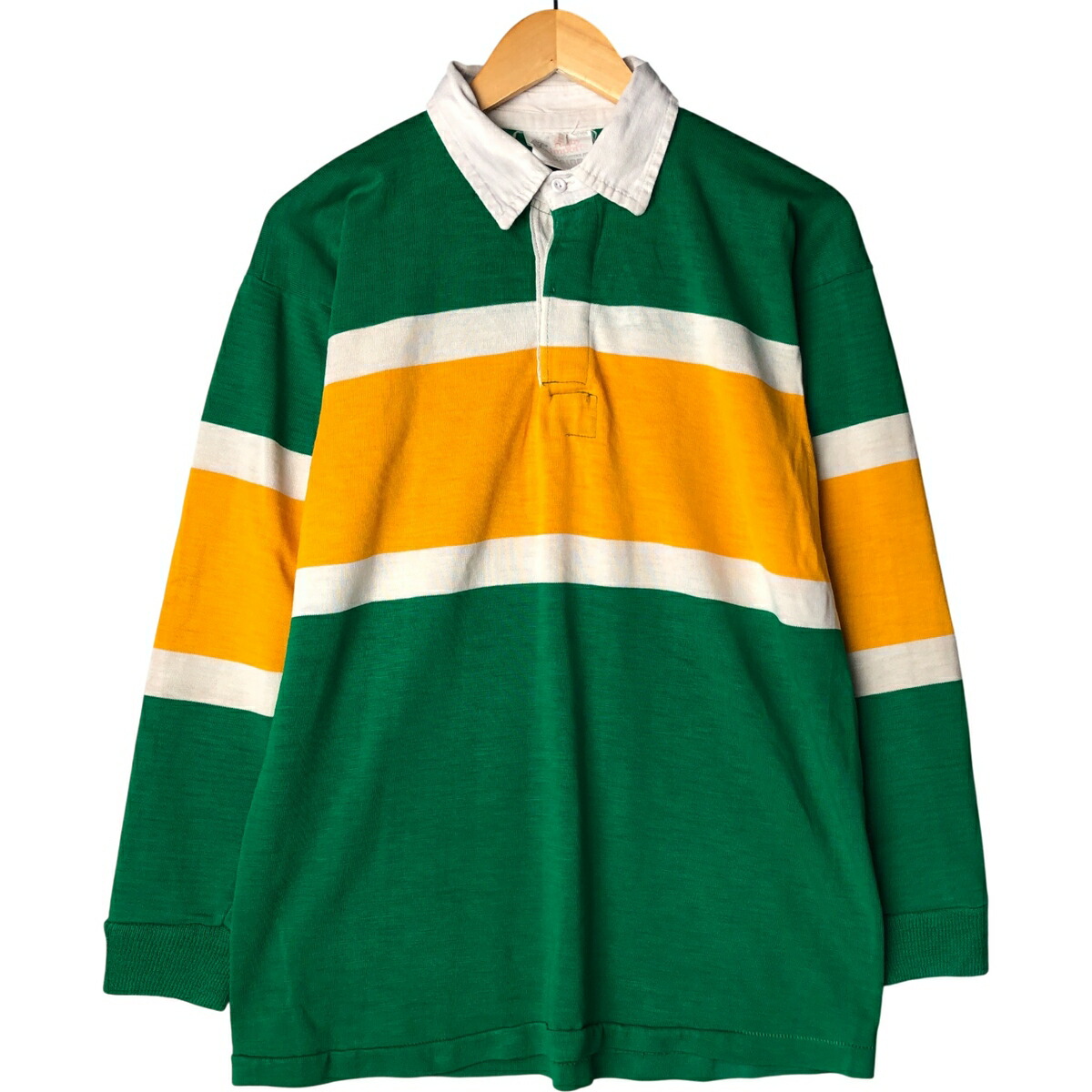 古着 HALBRO SPORTSWEAR 長袖 ラガーシャツ 英国製 メンズL相当