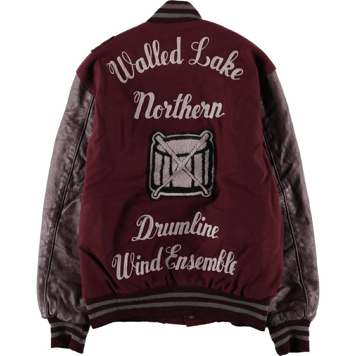 古着 ホロウェイ HOLLOWAY 中綿入り 袖革ウールボタンスタジャン バー