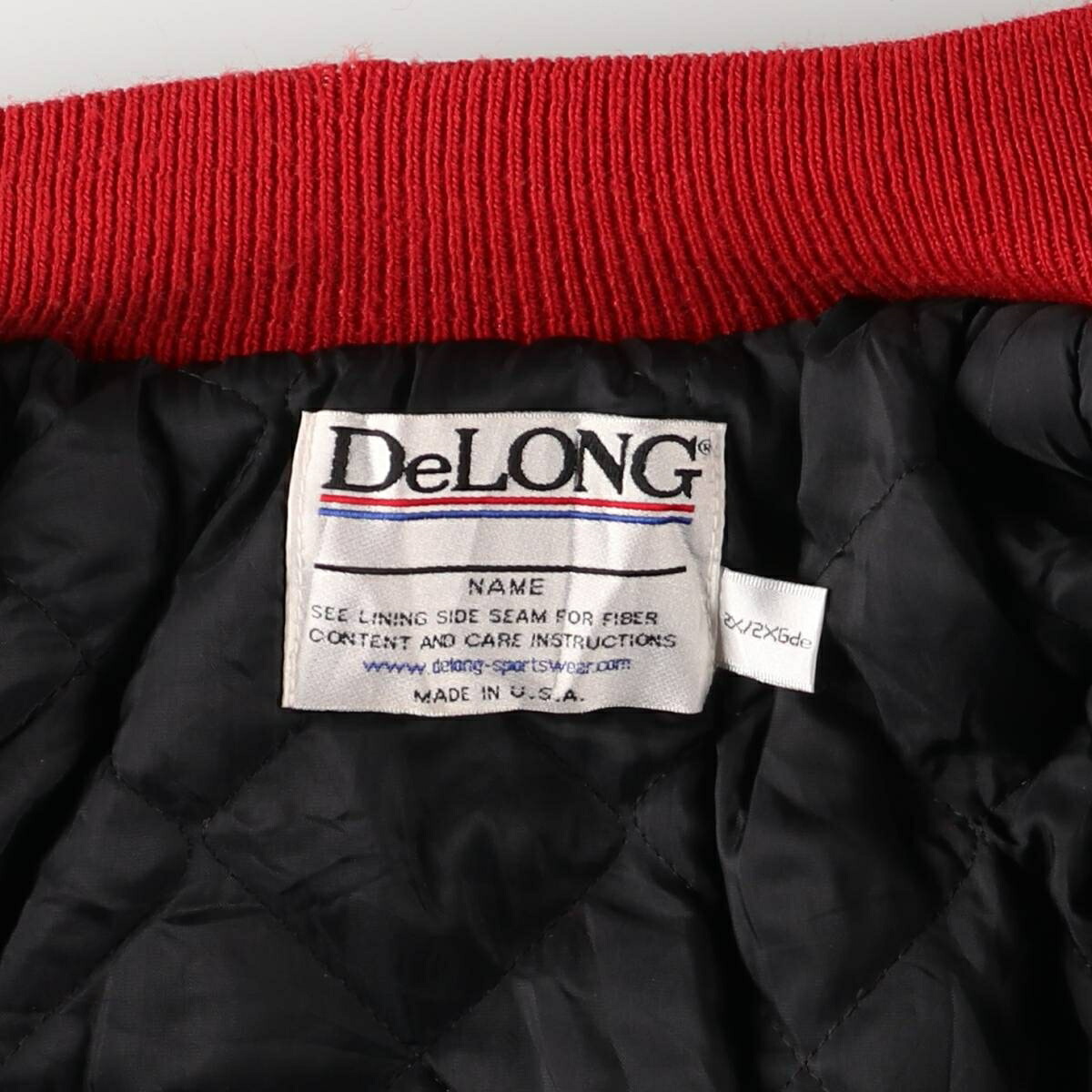 古着 90年代 デロング DeLONG 袖革ウールボタンスタジャン バーシティ
