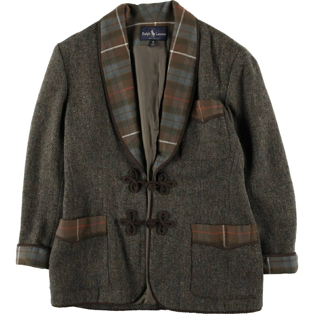 古着 90年代 ラルフローレン Ralph Lauren ヘリンボーン ウールハーフ