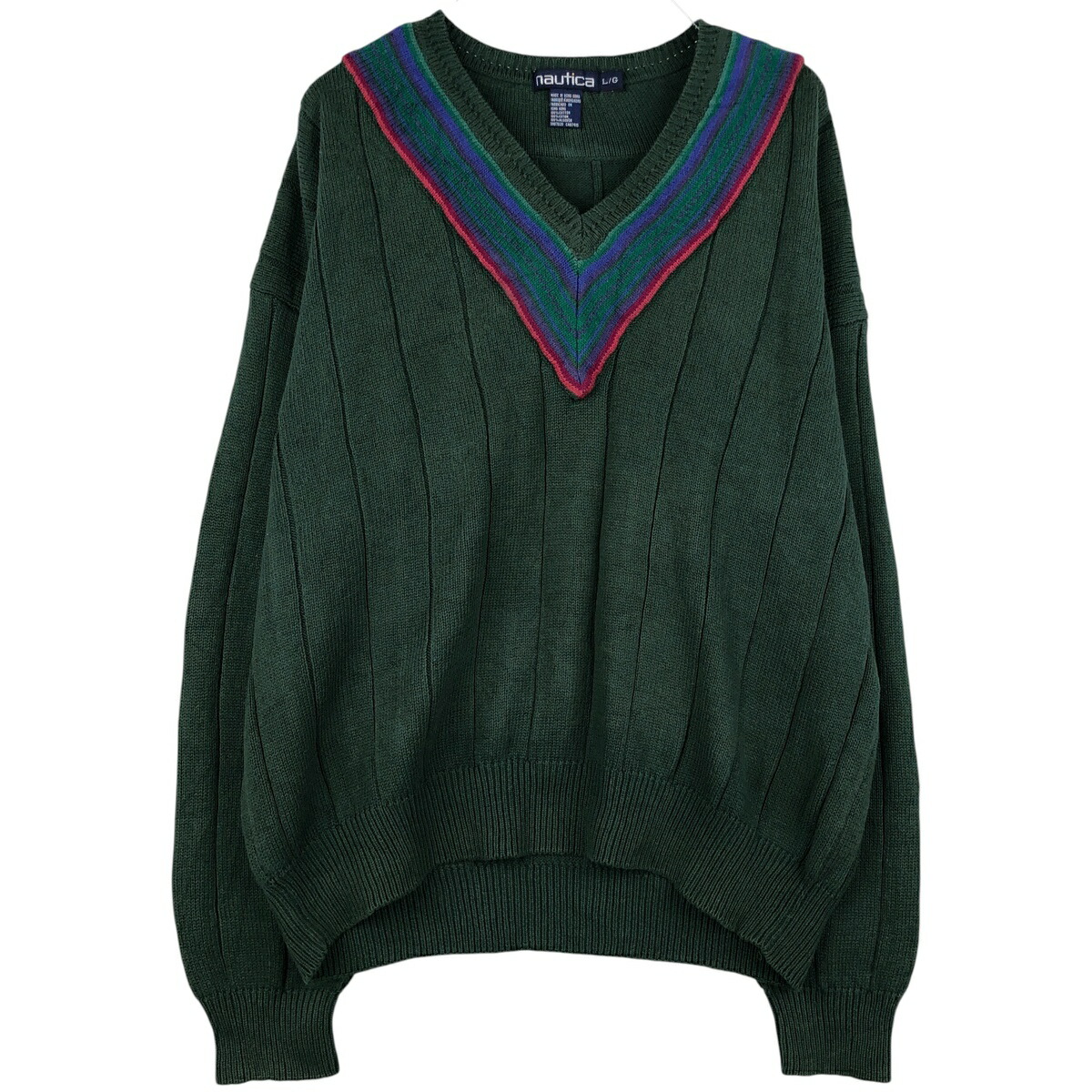 古着 90年代 ノーティカ NAUTICA Vネック コットンニットセーター