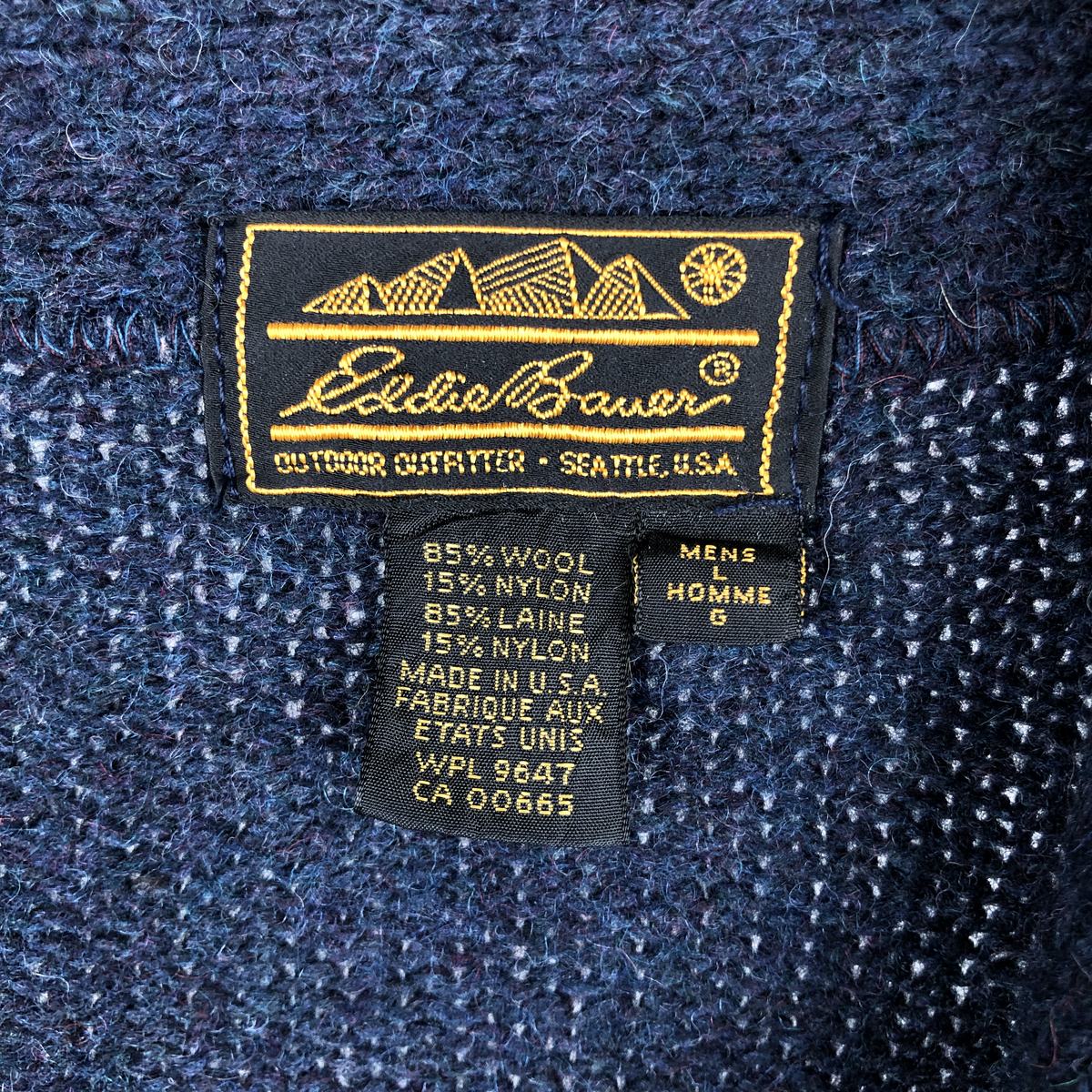 古着 80～90年代 エディーバウアー Eddie Bauer 黒タグ ショールカラー