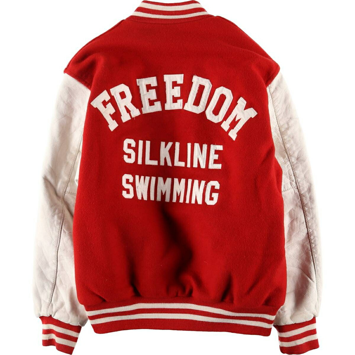 古着 ～90年代 HOLLOWAY 中綿入り 袖革ウールボタンスタジャン バー