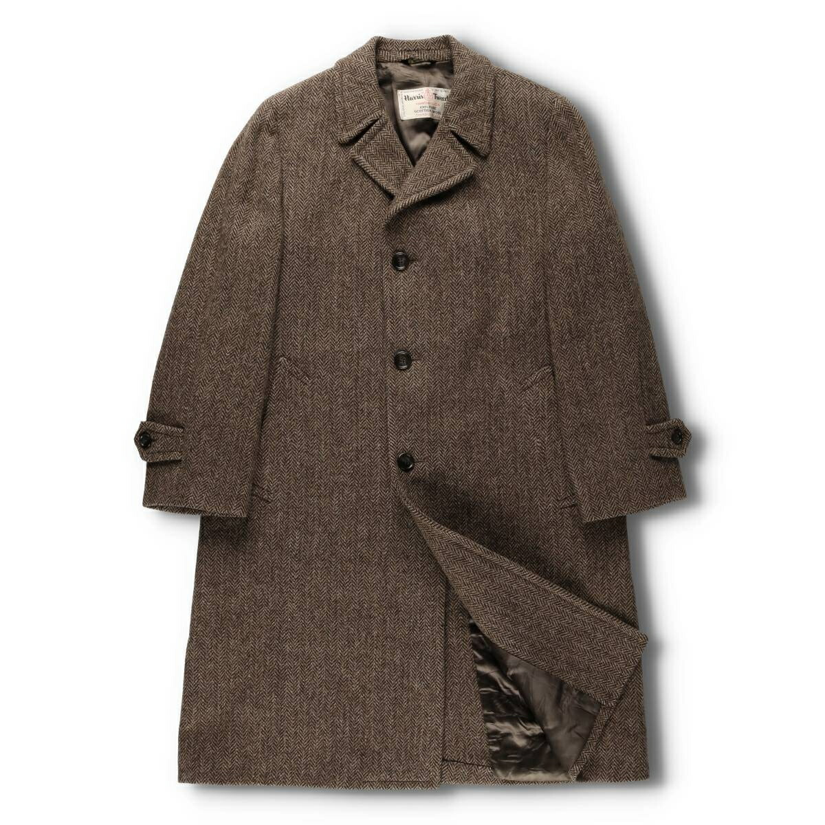 Vintage】ハリスツイード ヘリンボーンコート ライナー付 着丈125cm