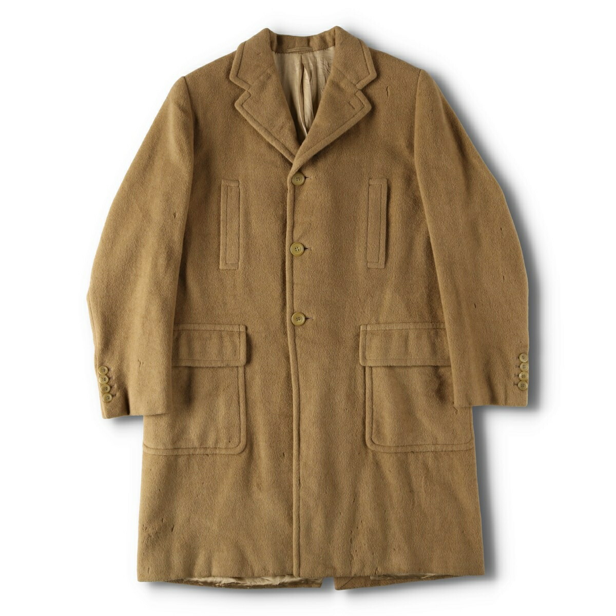 古着 プラダ PRADA キャメルヘア チェスターコート イタリア製 メンズM