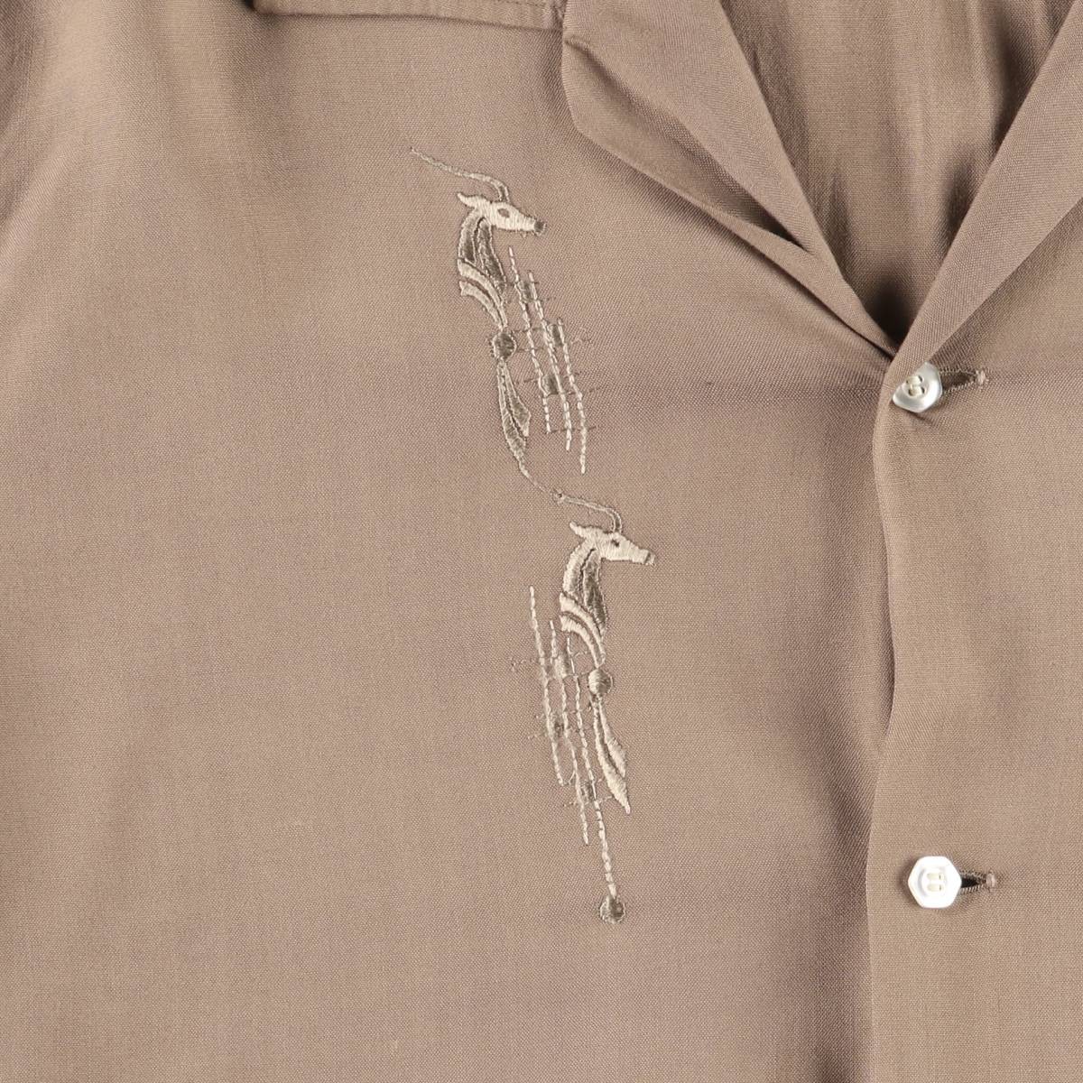 古着 60年代 アロー ARROW オープンカラー 長袖 レーヨンシャツ