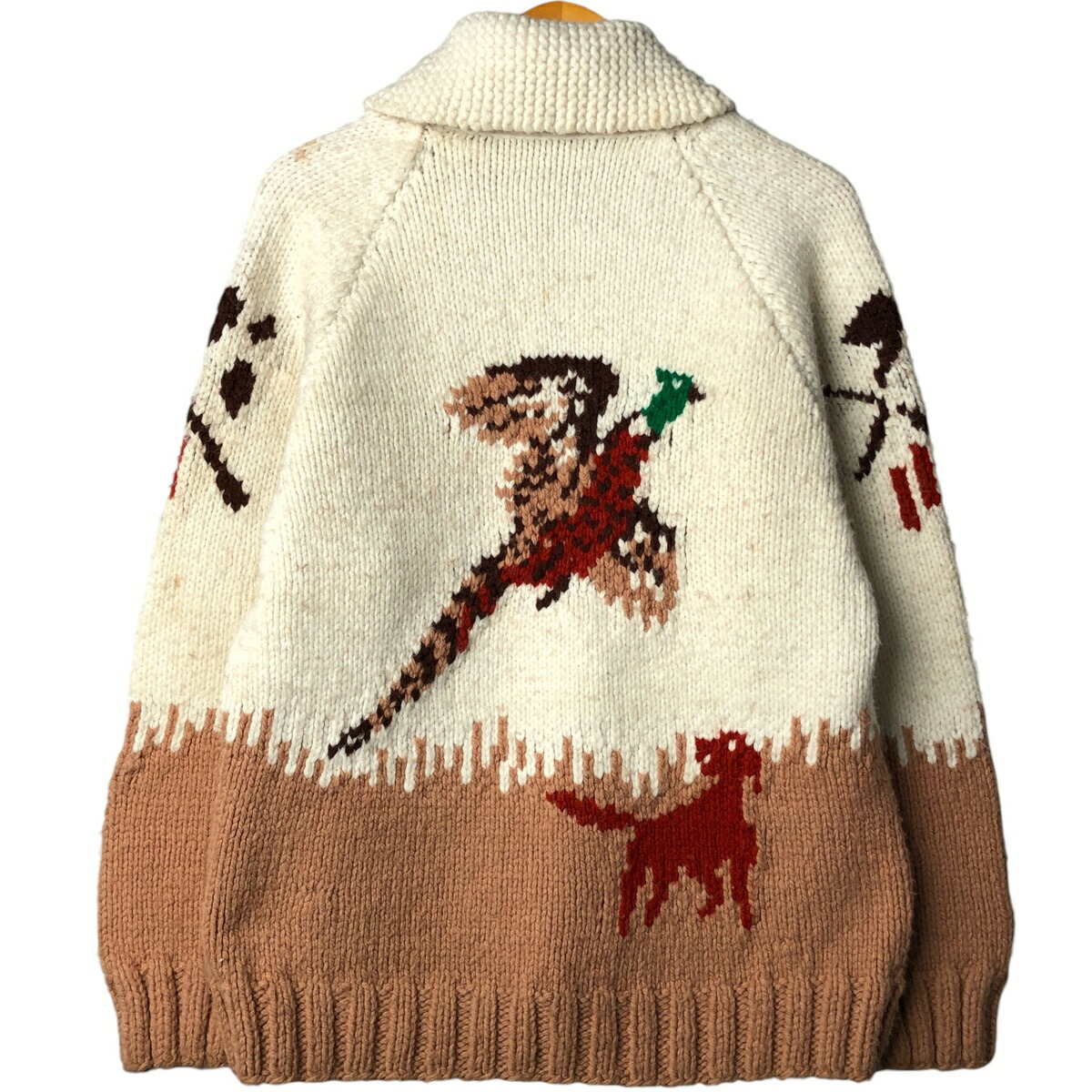 古着 ～70年代 総柄 ハンティング柄 カウチンセーター メンズM相当