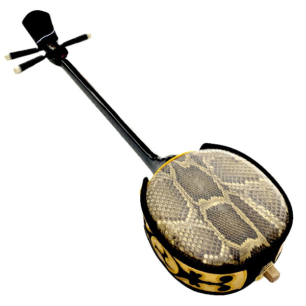 三線 沖縄 両面蛇皮 表側強化二重張り カラクイ1本弦2本新品交換 三線