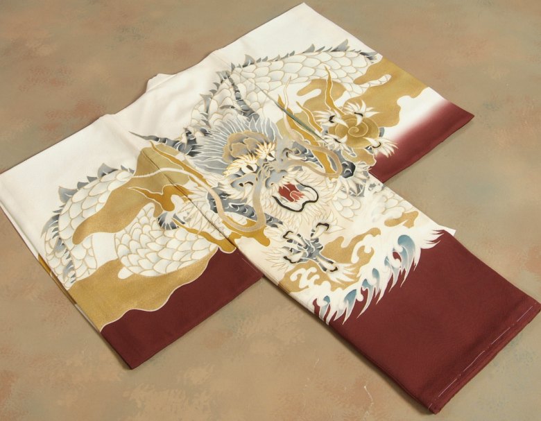 楽天市場】お宮参り 着物 男の子 絹100％ 正絹初着 産着 白地裾赤紫