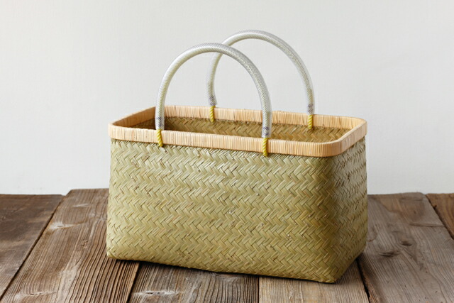 特選 青竹市場かご (チューブ取手/大サイズ)(約)幅45×マチ24×本体高さ