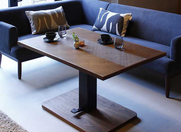 ヘリンボーン柄のモダンなガス圧式フットペダル昇降テーブ 昇降