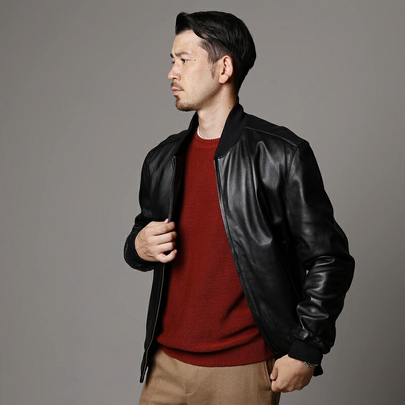 Mo-Laws ラム革 レザーブルゾン メンズ ブラック/ブラウン/ネイビー S