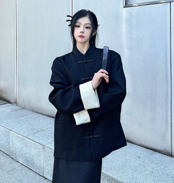 楽天市場】モード系 チャイナ ジャケット アウター 長袖 黒 ブラック