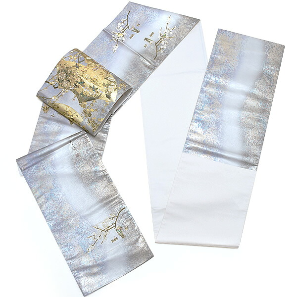 Prices down2】未仕立て袋帯 「扇面に草花」 西陣織 螺鈿 日本製 京都