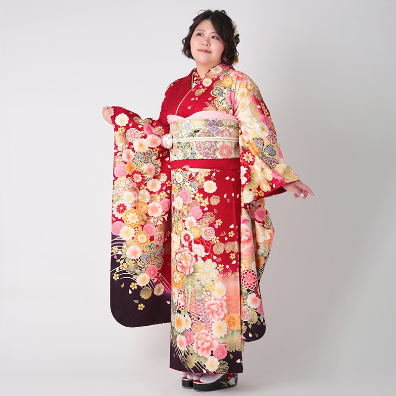 楽天市場】【成人式 振袖 レンタル】RS1384 正絹 赤 桜花藤牡丹フル