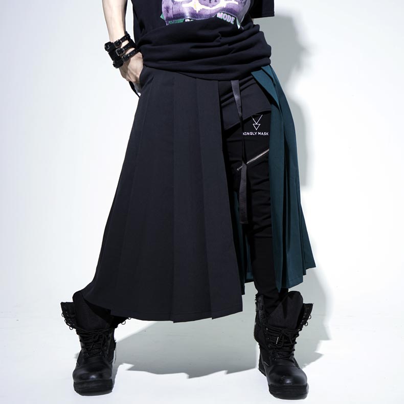 RooBell mode 】KINGLYMASK別注ロゴ垂らしベルトレイヤードスリット