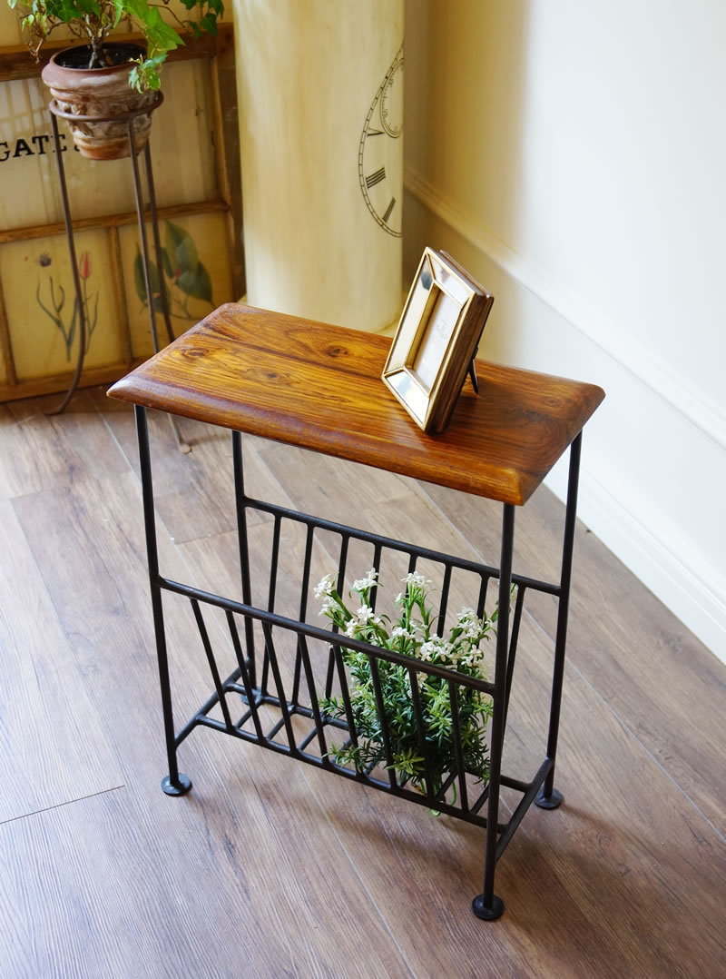 楽天市場】マガジンラック テーブル付き 木製 おしゃれ チーク