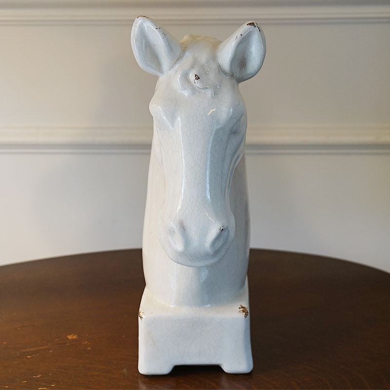 楽天市場】馬 ホースヘッド 置物 陶器製 アンティークホワイト仕上げ