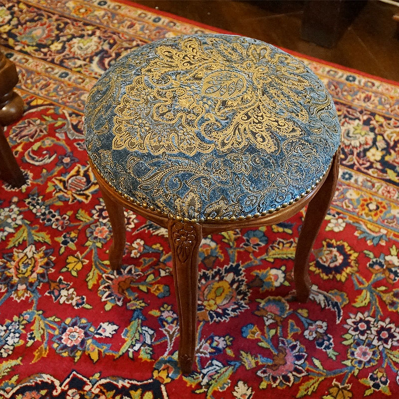 楽天市場】イタリア製 丸型 スツール アンティーク 金華山張り 青