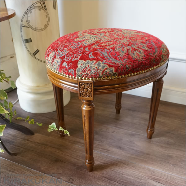 楽天市場】イタリア製 スツール アンティーク 金華山張り 赤 レッド