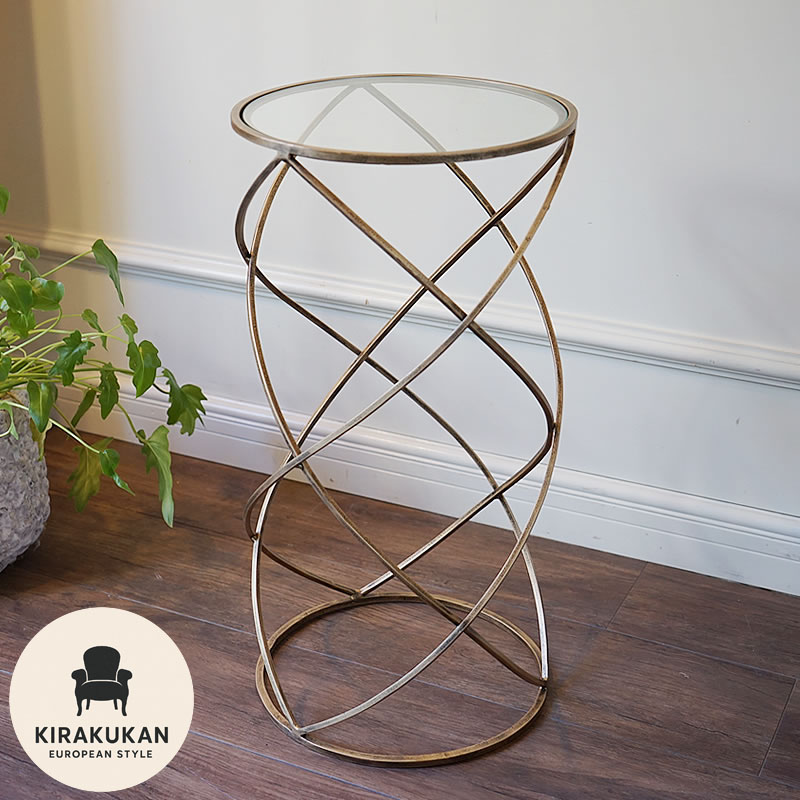 楽天市場】コーヒーテーブル 丸 ガラス アイアン アンティークゴールド