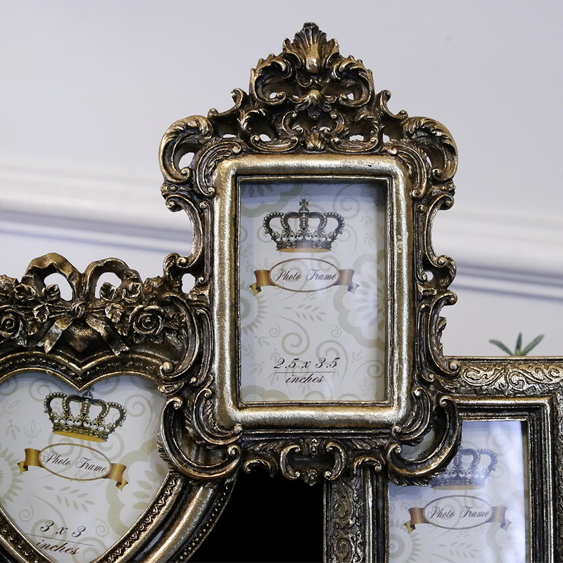 楽天市場】ファミリー フォトフレーム 多面 アンティーク ゴールド 5窓