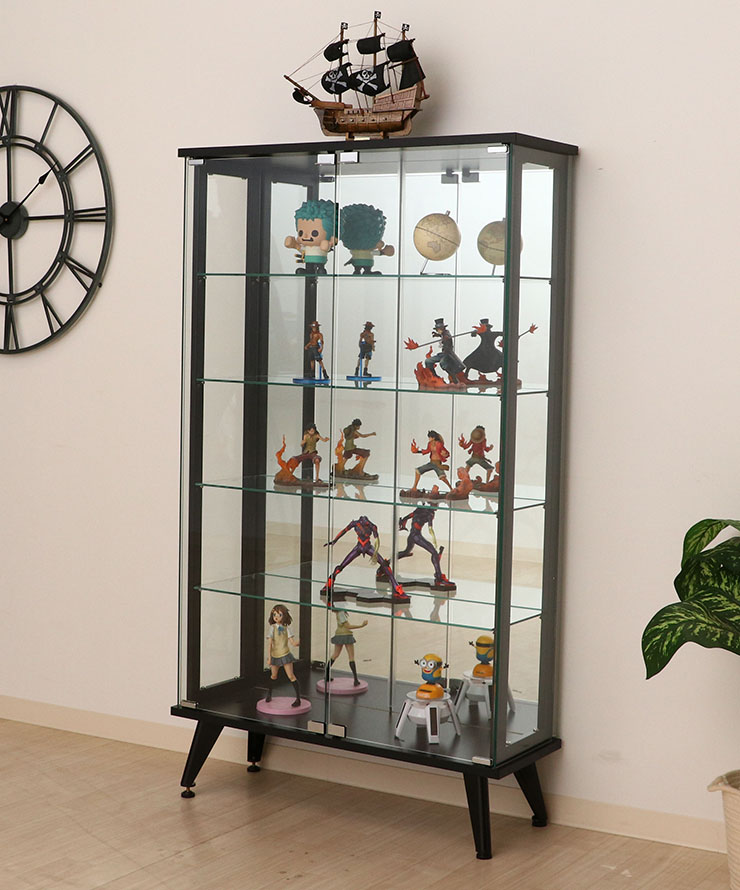 楽天市場】【送料無料】収納家具 ガラスディスプレイラック 5段 脚付き