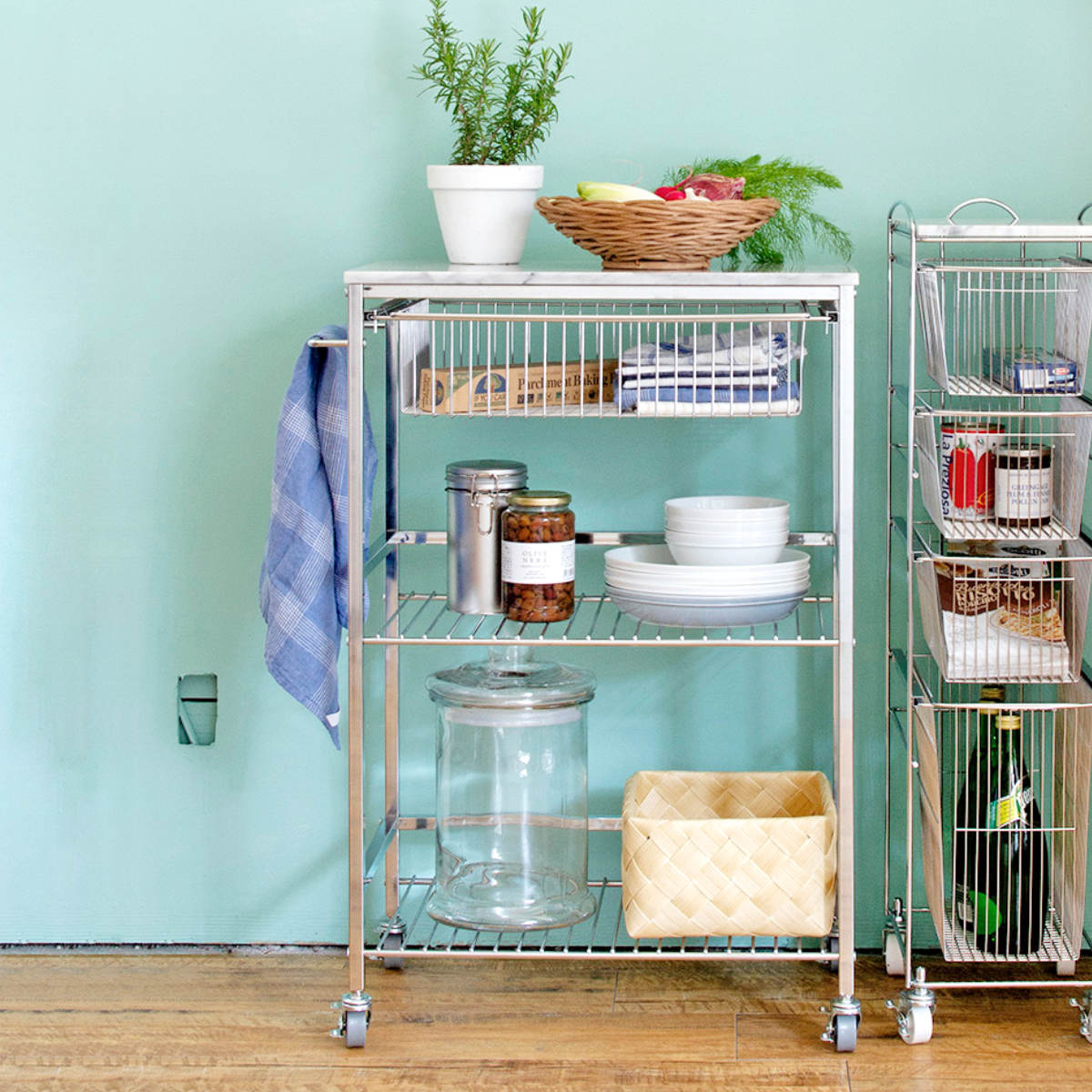 楽天市場】キッチンワゴン マーブルトップトローリー L 幅60cm